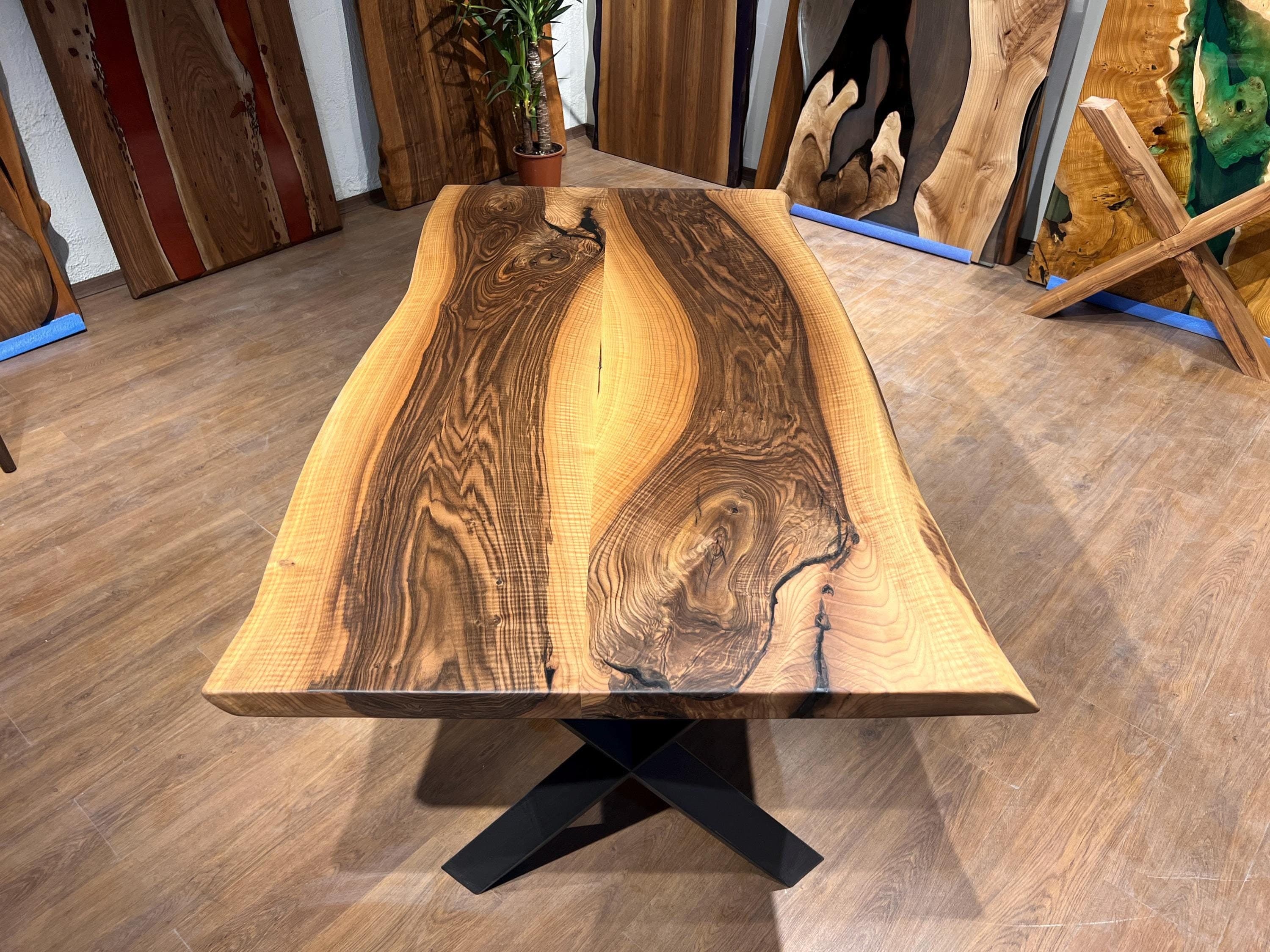 Handmade Live Edge Walnut Dining Table: Modern Farmhouse Style