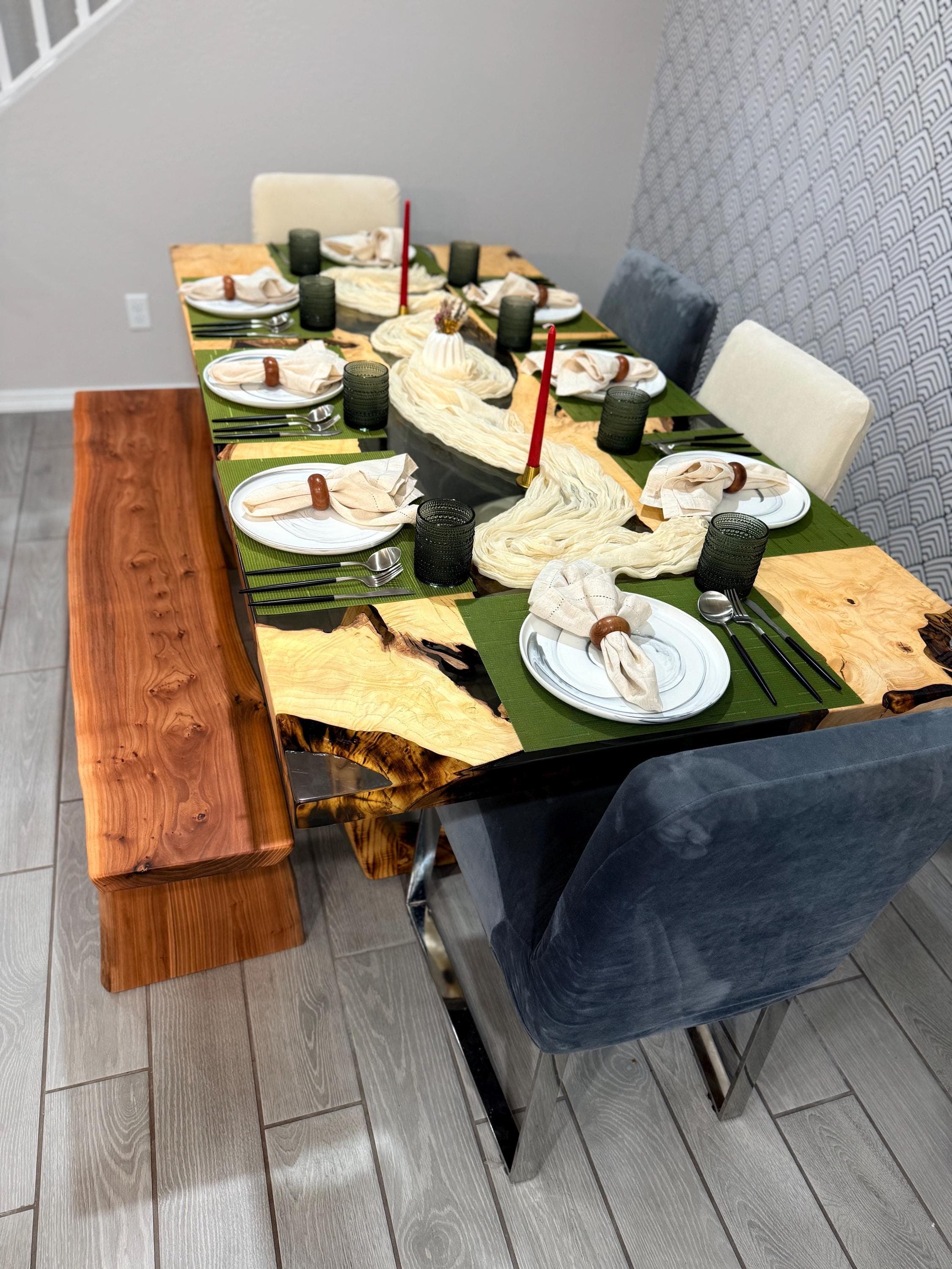 Wood preparation for a Mineste Collection epoxy table
