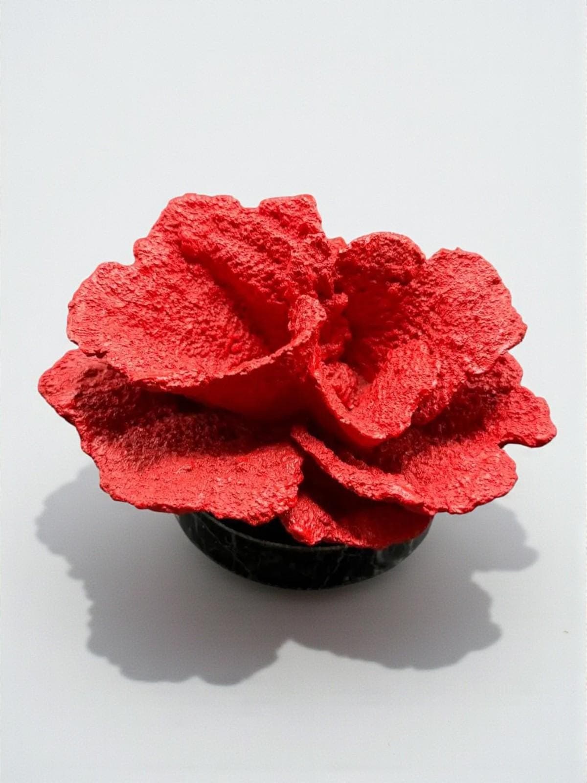 Handmade Red Abstract Flower Sculpture | Modern Art Decor | Statement Home Accent