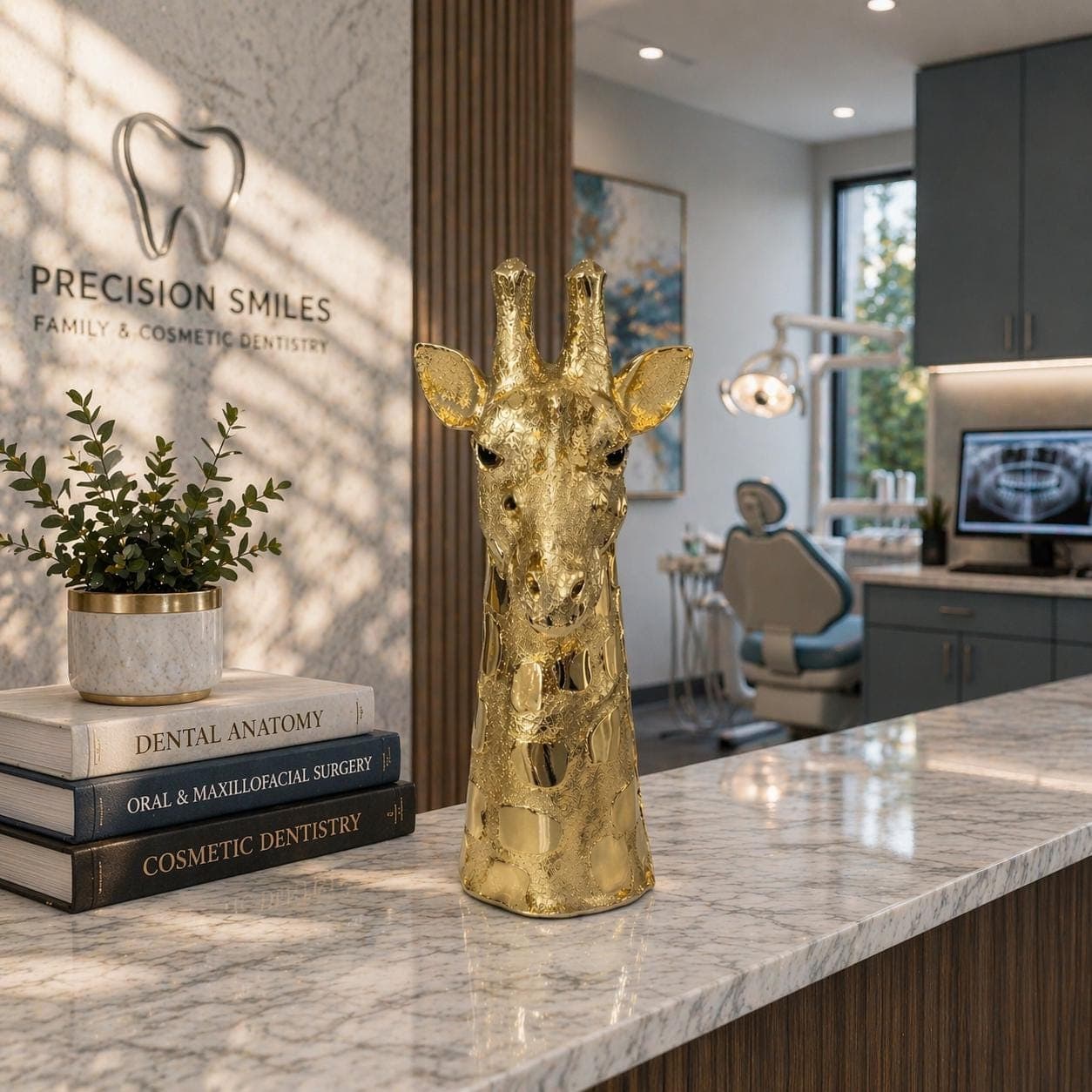 Gold Giraffe Head Sculpture | Modern Animal Art Decor | Luxury Home Accent
