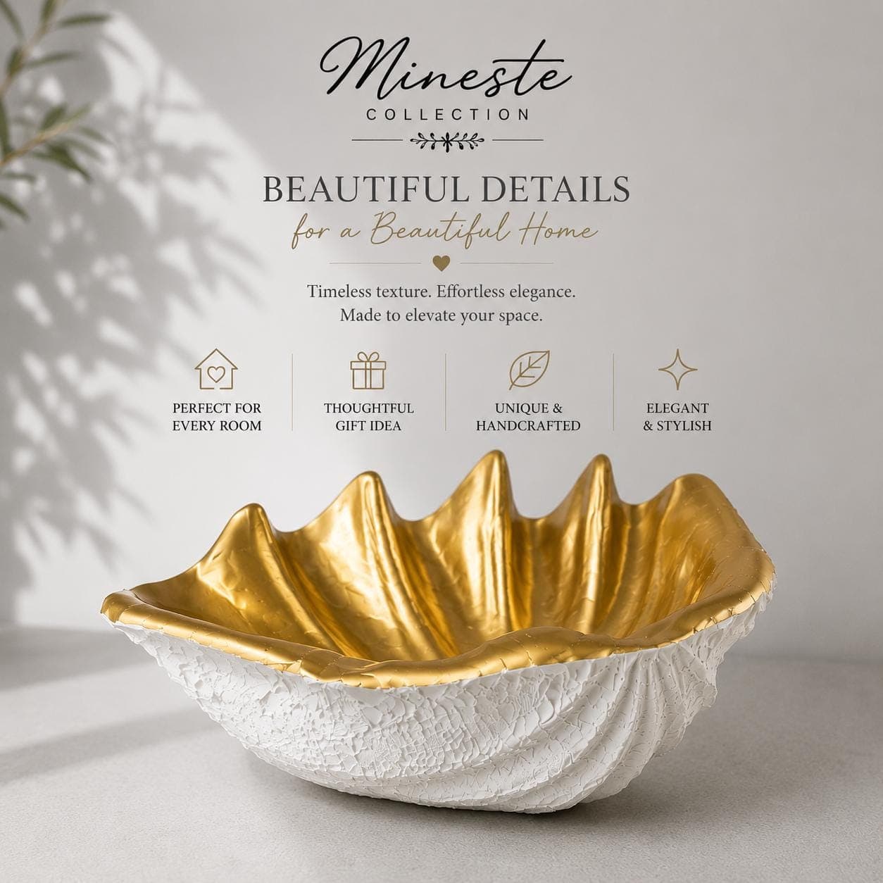 Gold Interior Decorative Bowl | Sculptural Table Object | Modern Home Styling