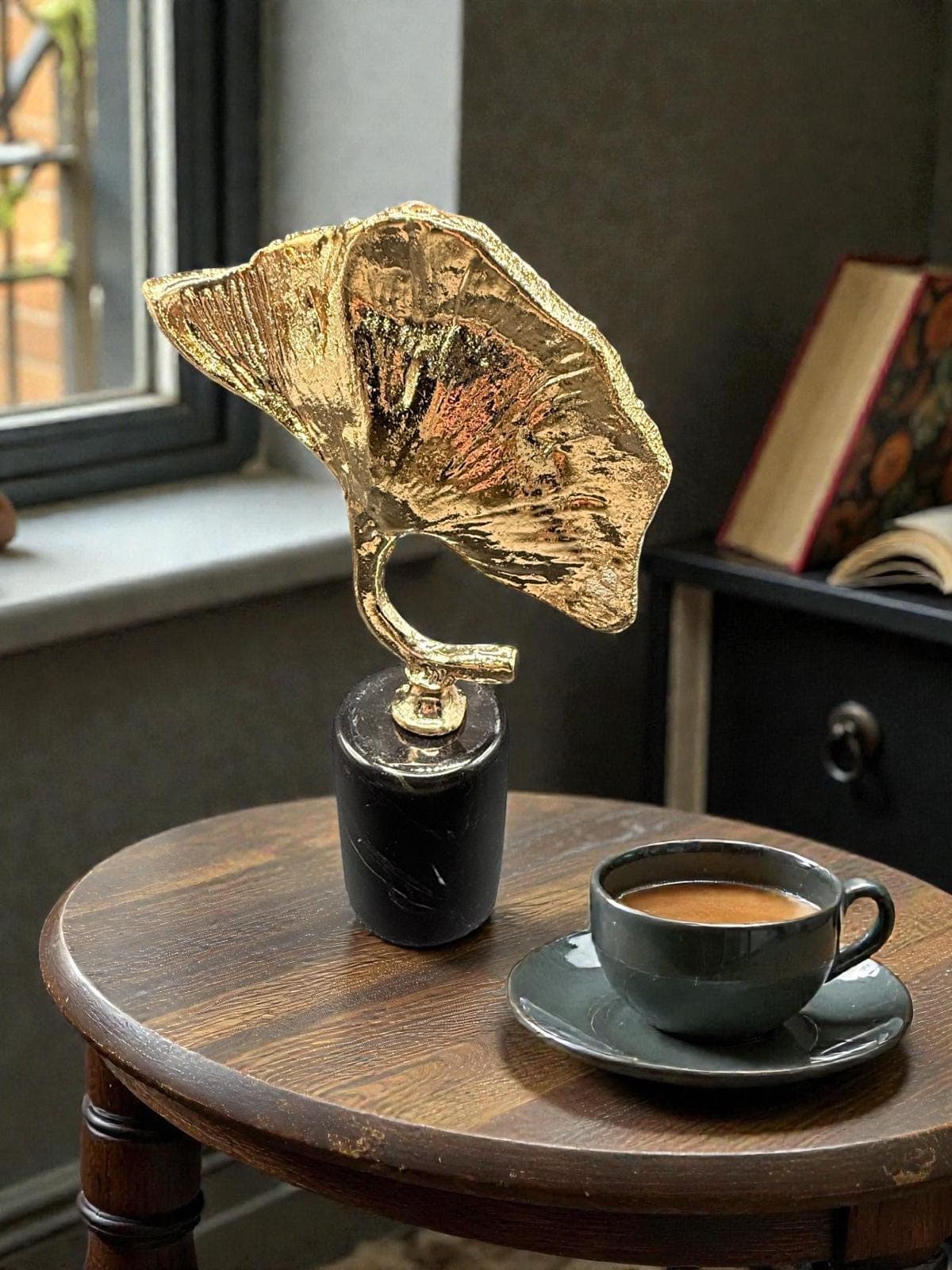 Golden Abstract Flow Sculpture | Sculptural Decor Object | Modern Table Accent