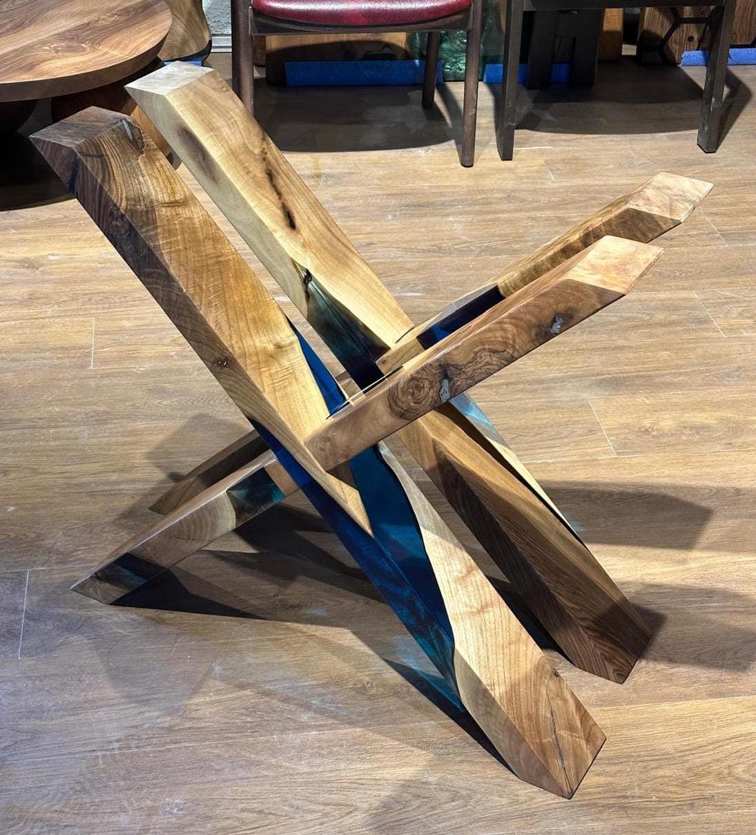 Handmade Oak X-Shaped Table Legs: Rustic Modern Dining or Coffee Table Base