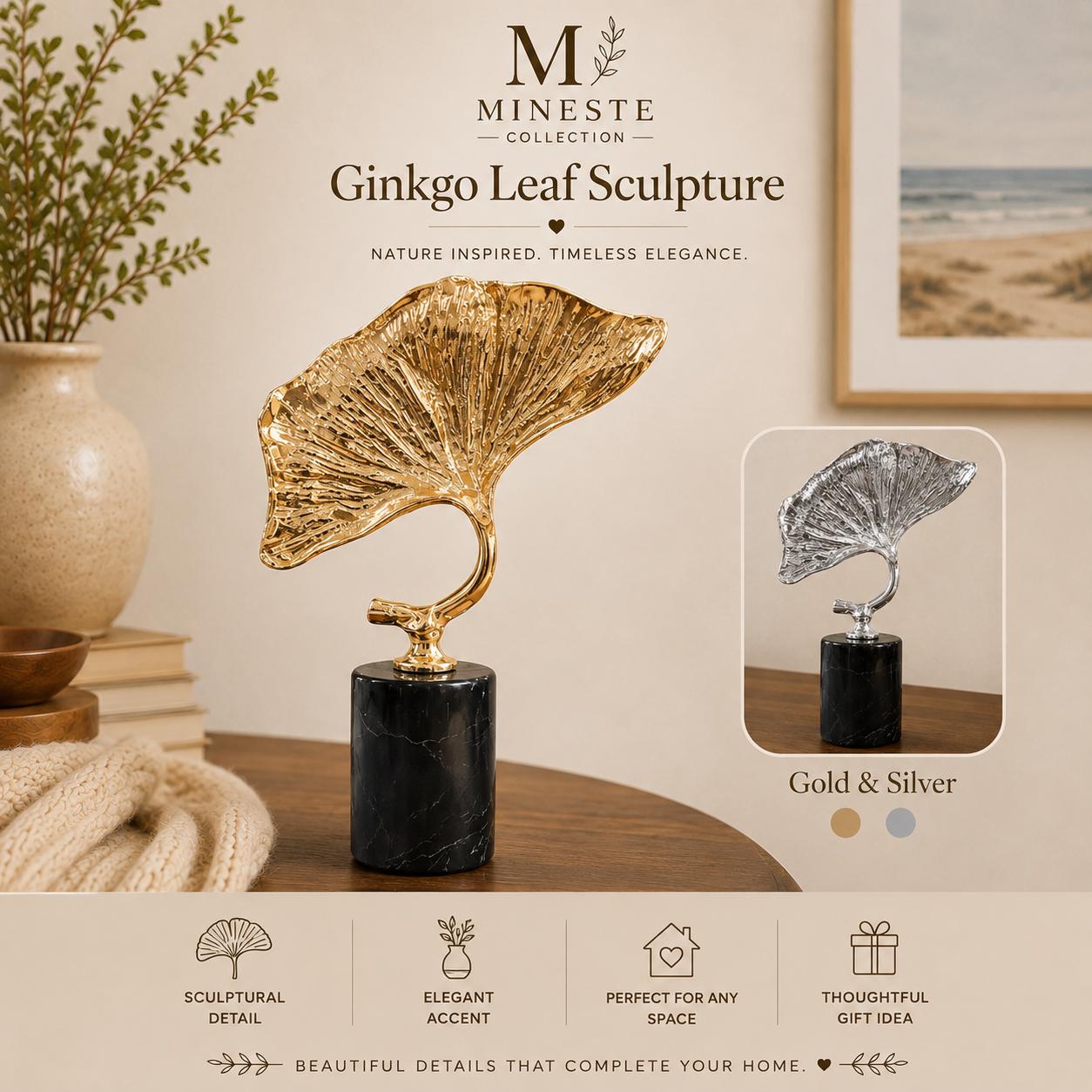 Golden Abstract Flow Sculpture | Sculptural Decor Object | Modern Table Accent